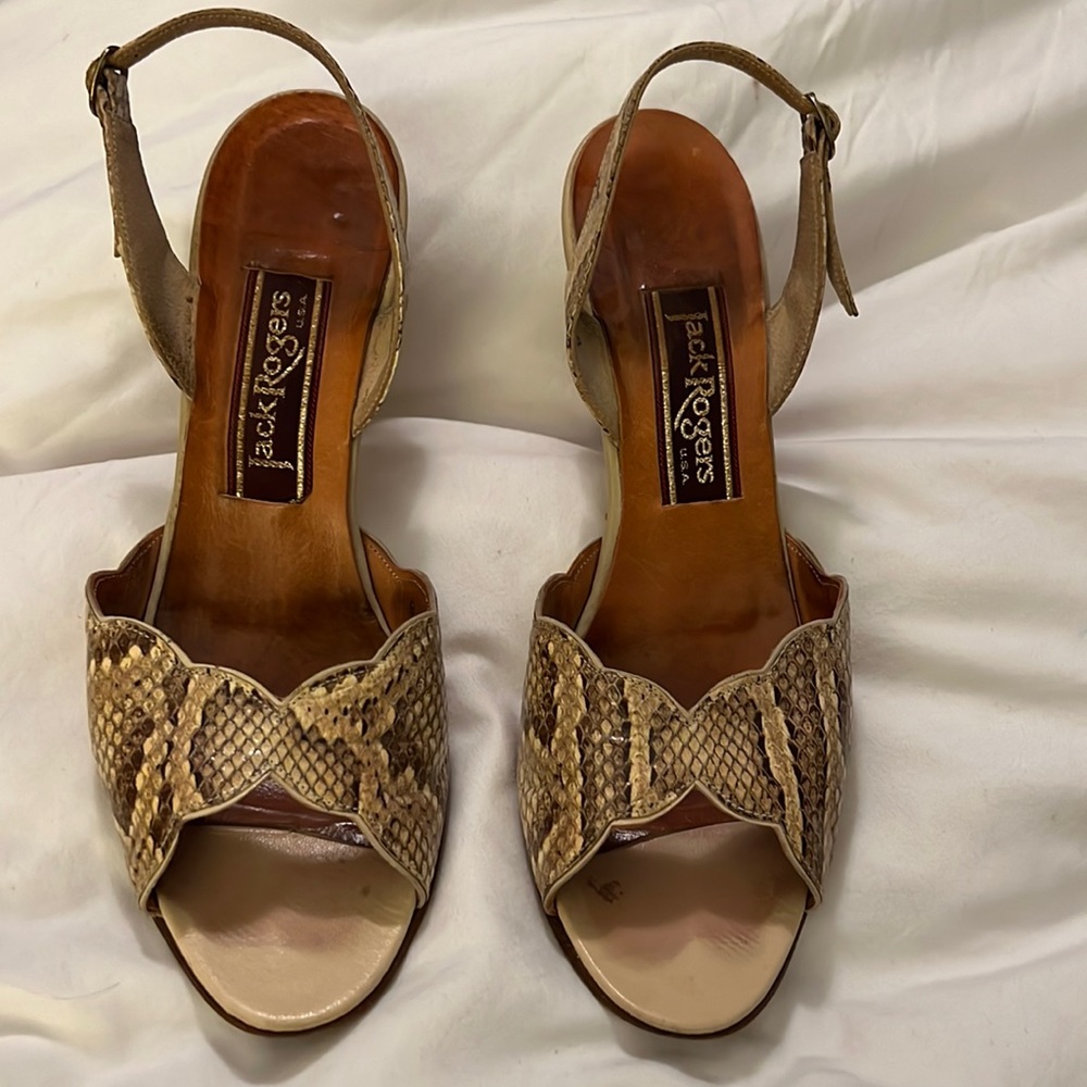 Vintage Jack Rogers Herring Bone Python Shoes. - image 1